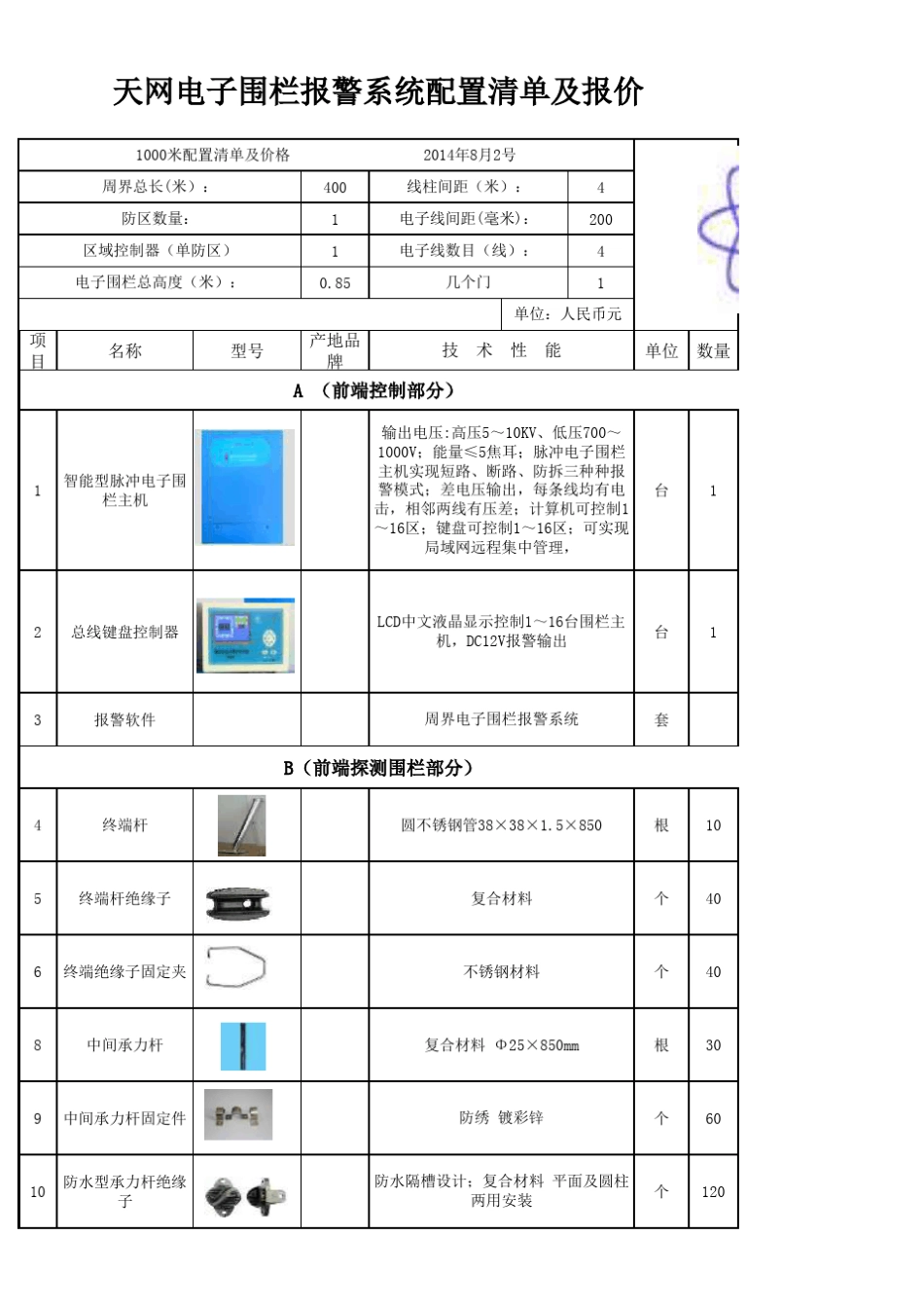 电子围栏四线制报价数量公式(标准)._第1页
