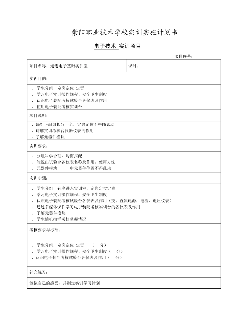 电子实训项目实施计划书第1学期_第3页