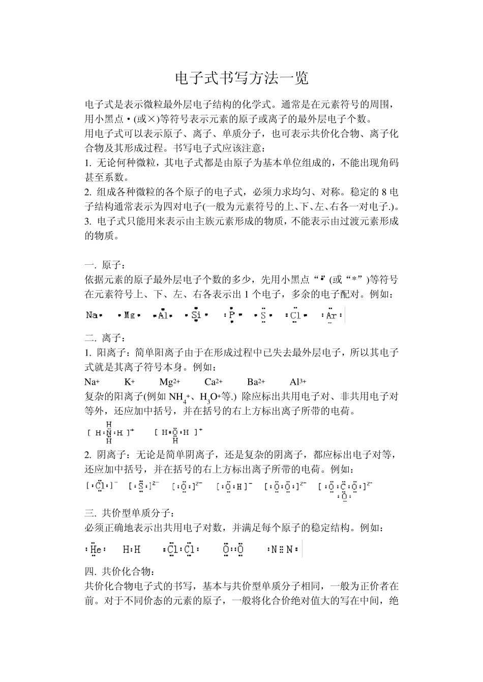 电子式书写方法一览_第1页