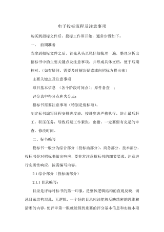 电子投标注意事项及流程