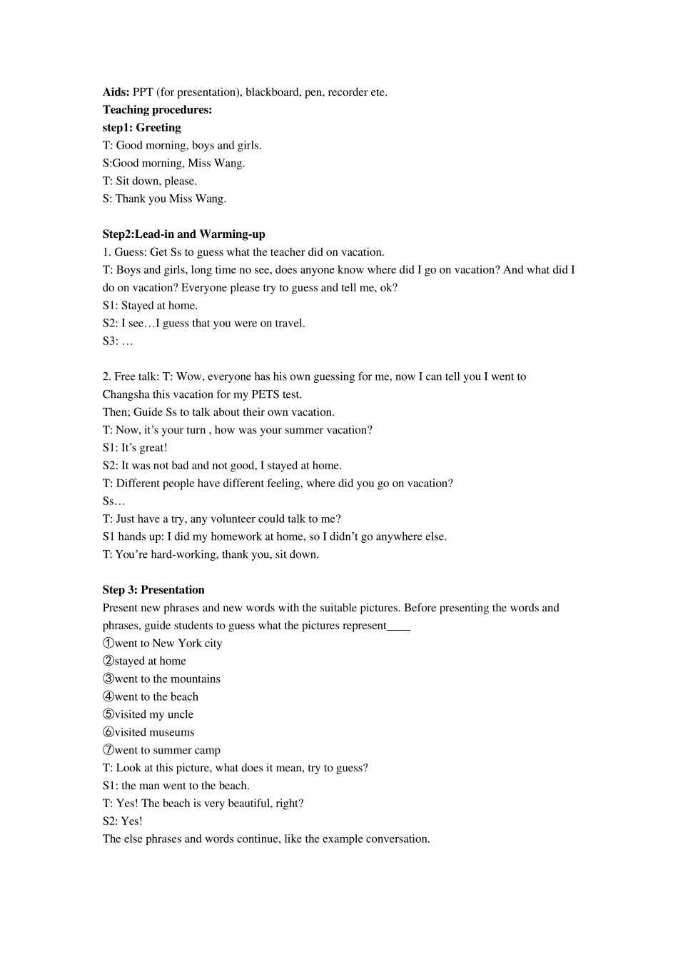 电子教案Unit1Wheredidyougoonvacation全单元分课时教案。_第2页