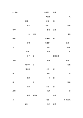 电子琴伴奏及音色中英文对照表