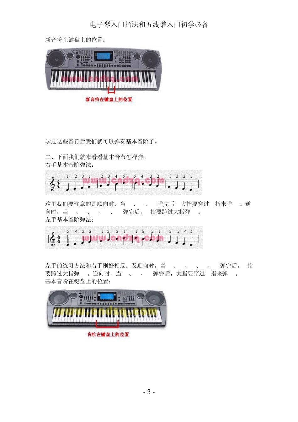 电子琴入门指法和五线谱入门初学必备_第3页