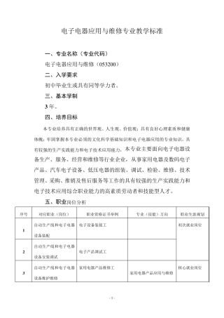 电子电器应用与维修专业教学标准