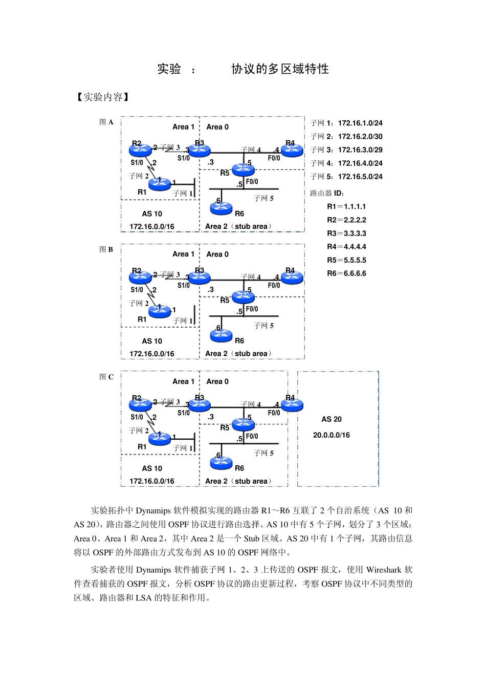 电子科技大学TCPIP实验五OSPF协议的多区域特性实验报告_第2页