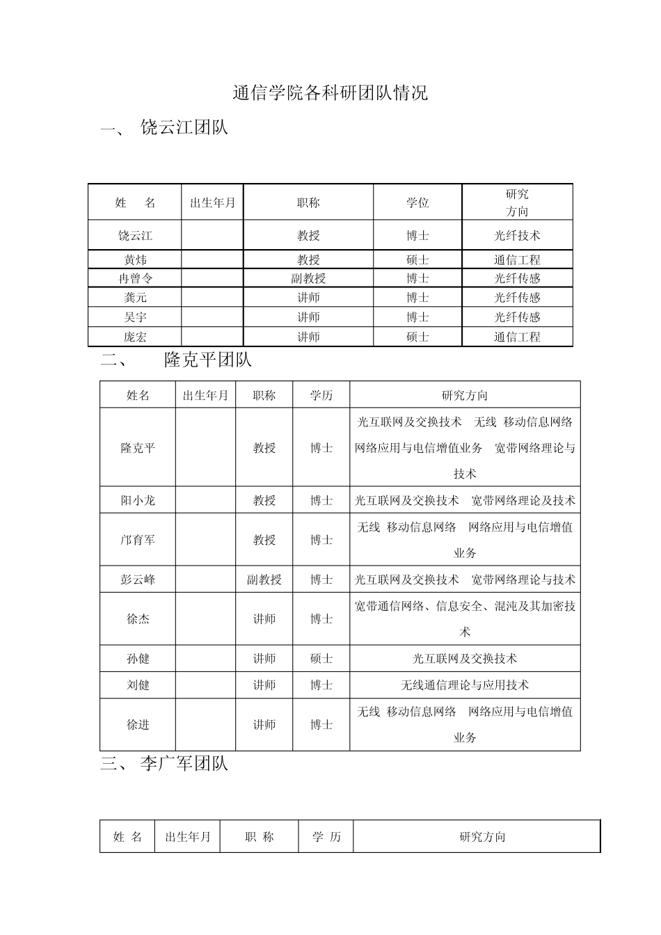 电子科技大学通信学院各科研团队情况_第1页