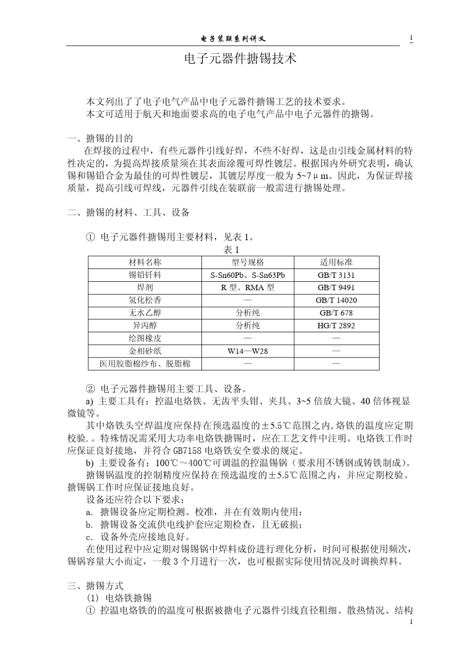 电子装联系列电子元器件搪锡技术_第1页