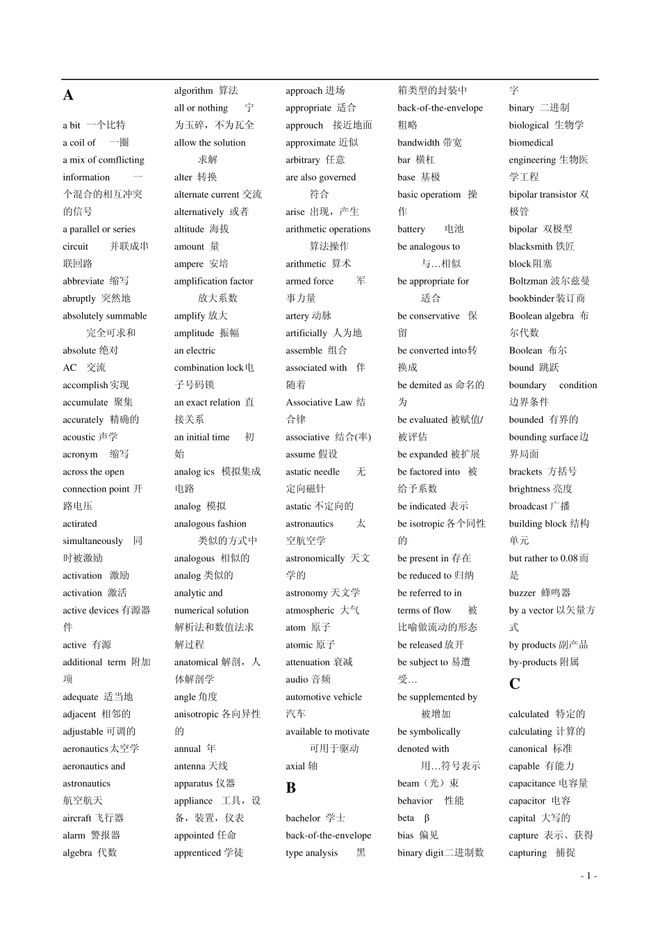 电子通信专业英语单词(首字母排序)_第1页