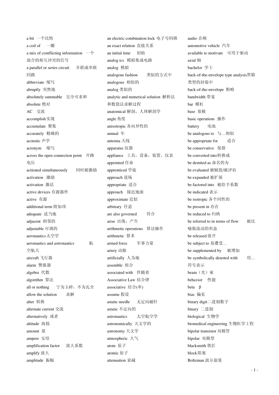 电子通信专业英语词汇001_第1页