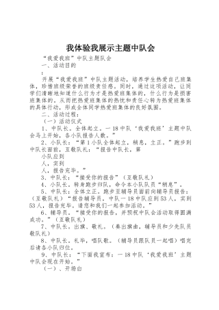 我体验我展示主题中队会