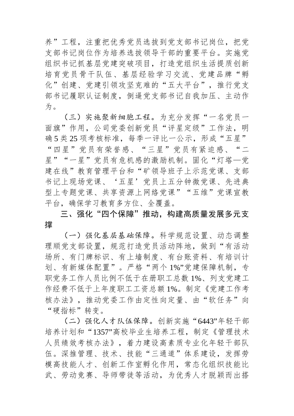 某国企党委2024年抓基层党建工作述职报告_第3页