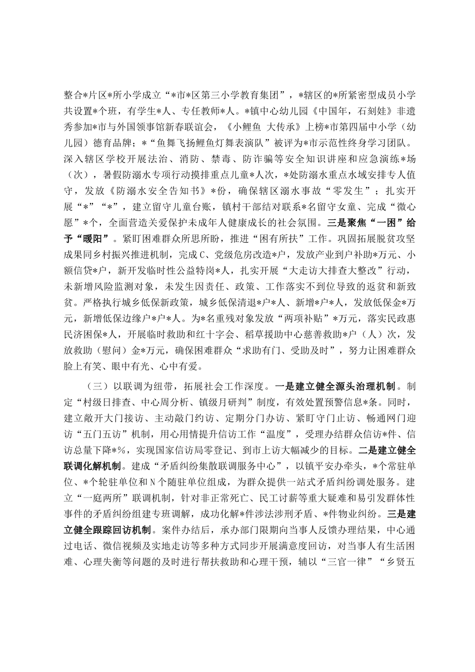 某镇2024年度社会工作经验发言材料_第2页