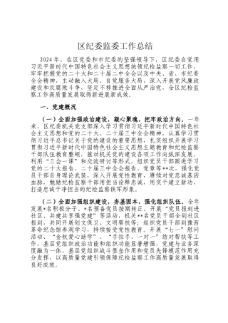 区纪委监委工作总结