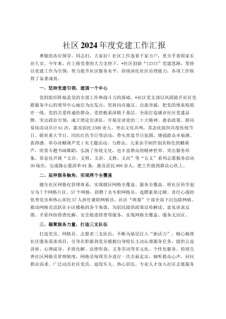 社区2024年度党建工作汇报