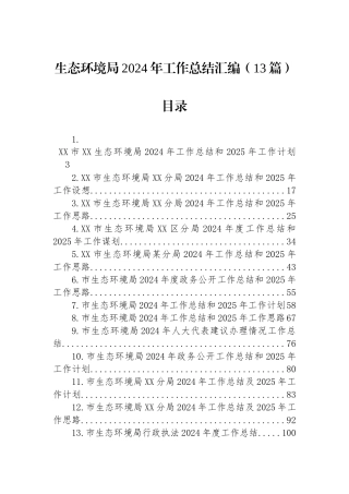 生态环境局2024年工作总结汇编（13篇）