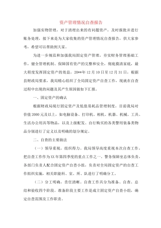 资产管理情况自查报告