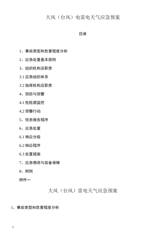 大风(台风)雷电应急预案