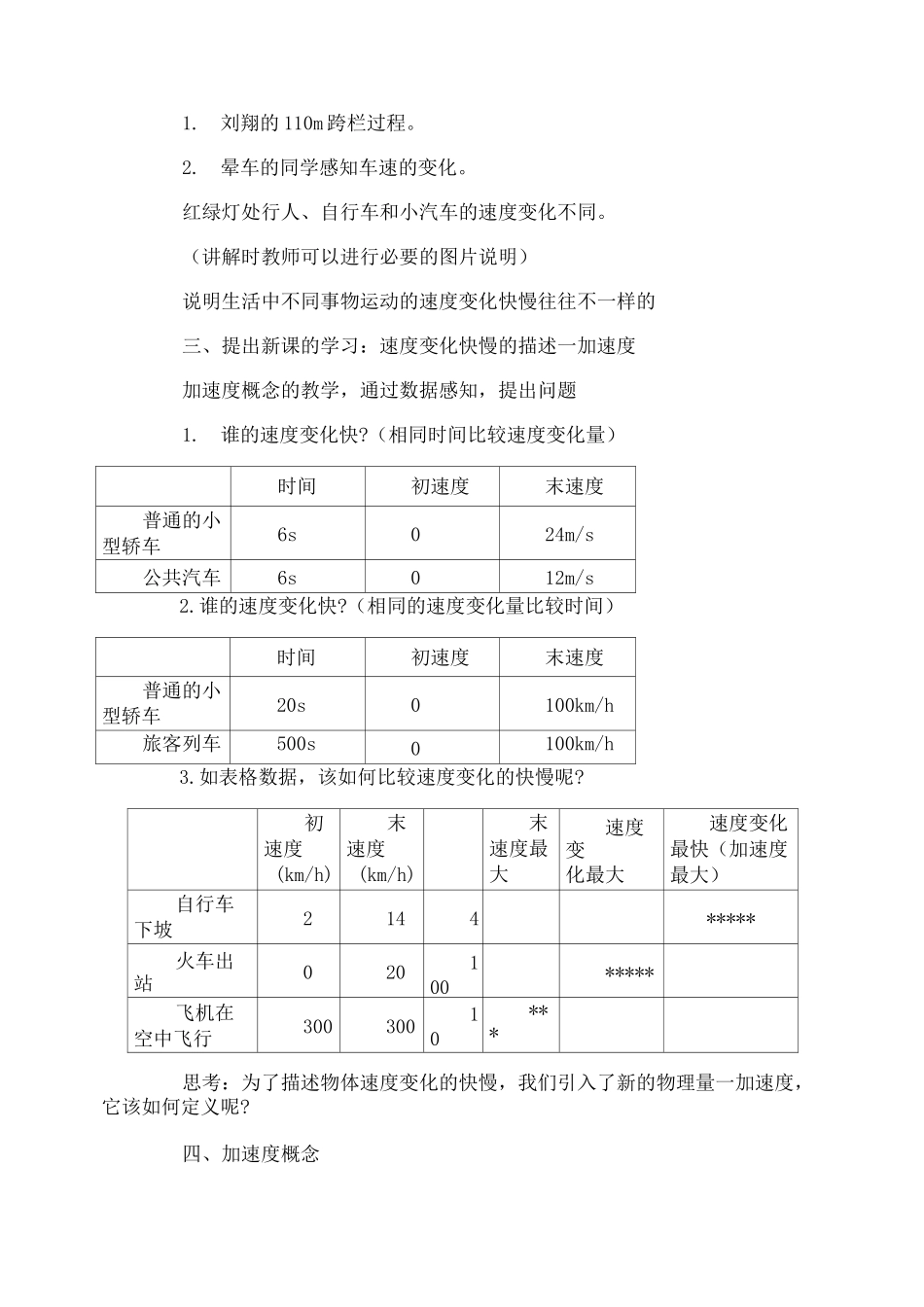 加速度教案设计《加速度》物理优秀教案_第2页