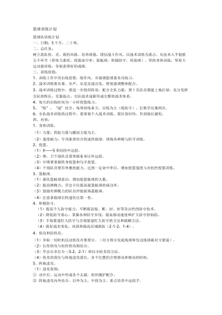 (完整版)篮球训练计划