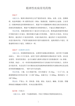 (完整版)精神性疾病常用药