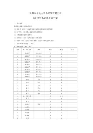 66kV SF6断路器大修方案
