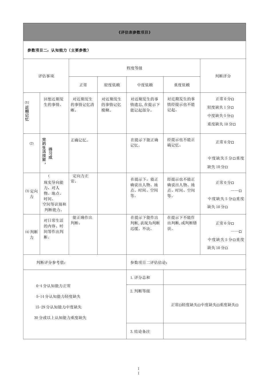 上海市老年照护等级评估表_第3页