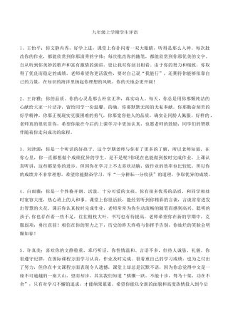 九年级上评语