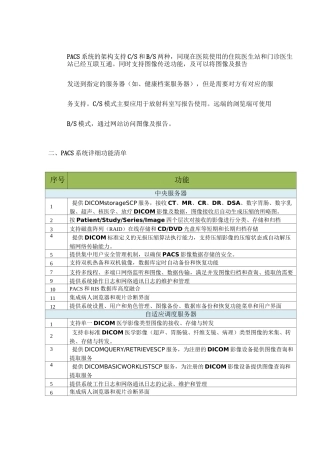 (完整版)PACS系统功能及参数