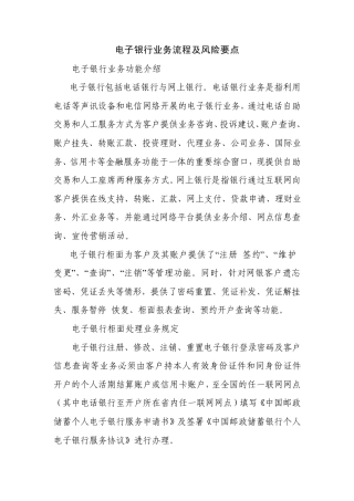 电子银行业务流程及风险点