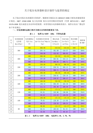 电容器柜设计选型规定
