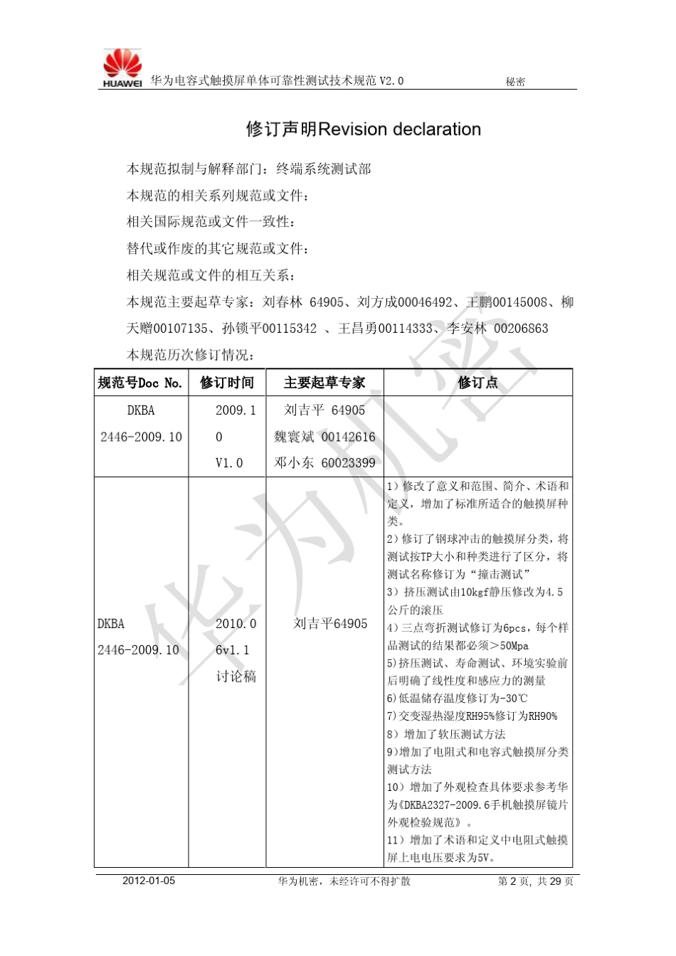 电容式触摸屏单体可靠性测试技术规范V2.0_第2页
