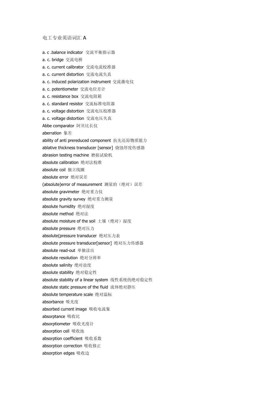 电工专业英语词汇_第1页
