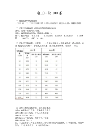 电工口诀100条