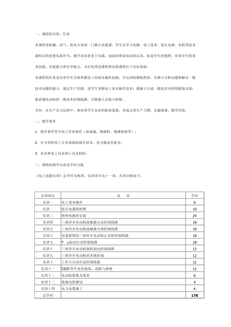 电工实训教学大纲_第1页