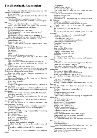 电影《肖申克的救赎》英文台词打印版