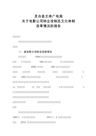 电影公司改制情况报告