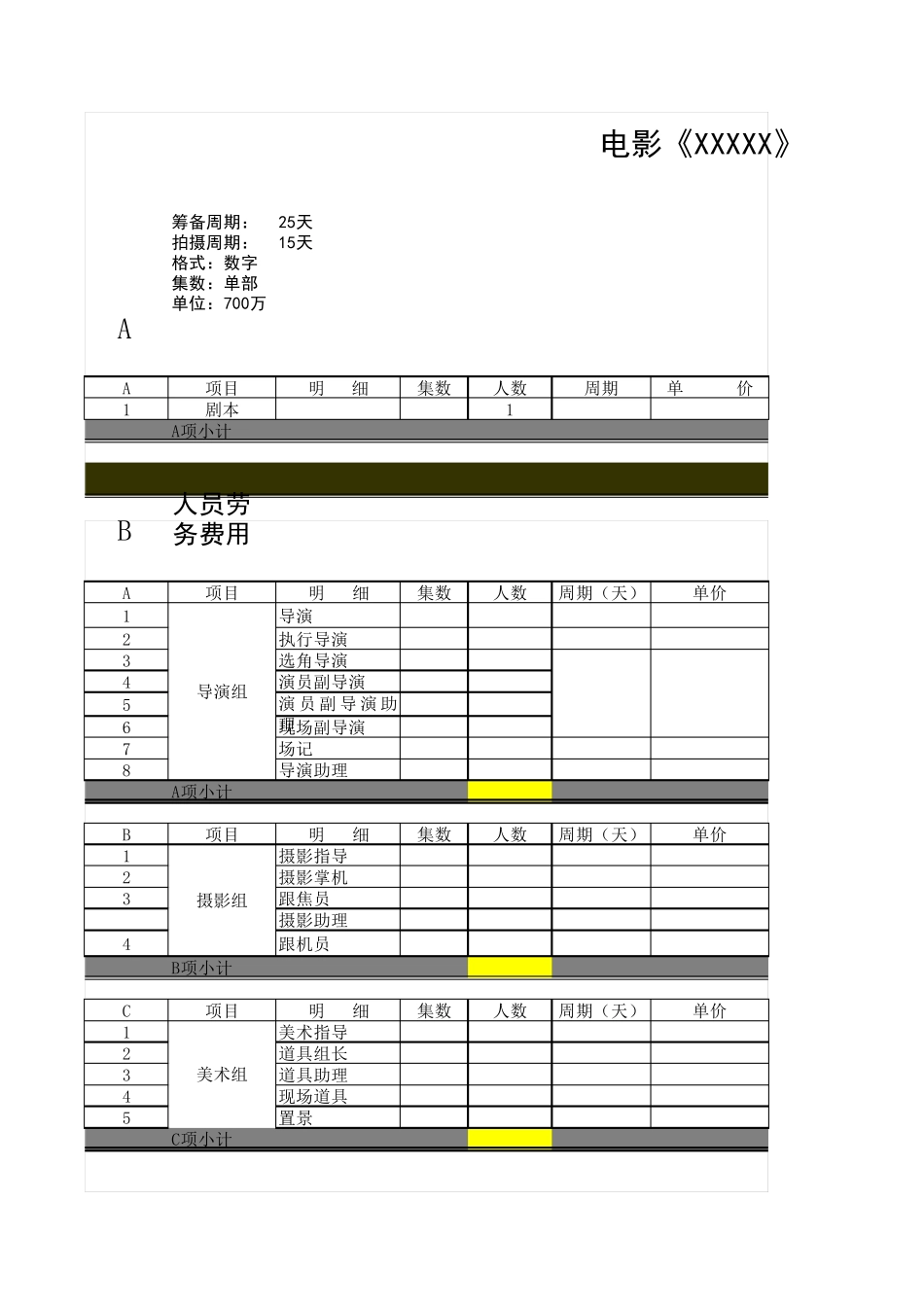 电影拍摄预算表参考_第1页