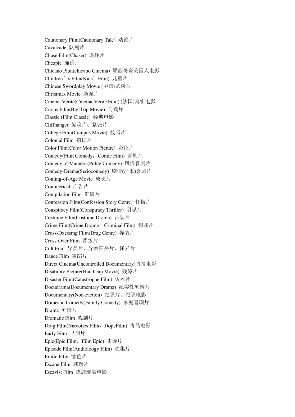 电影类型中英文翻译_第2页