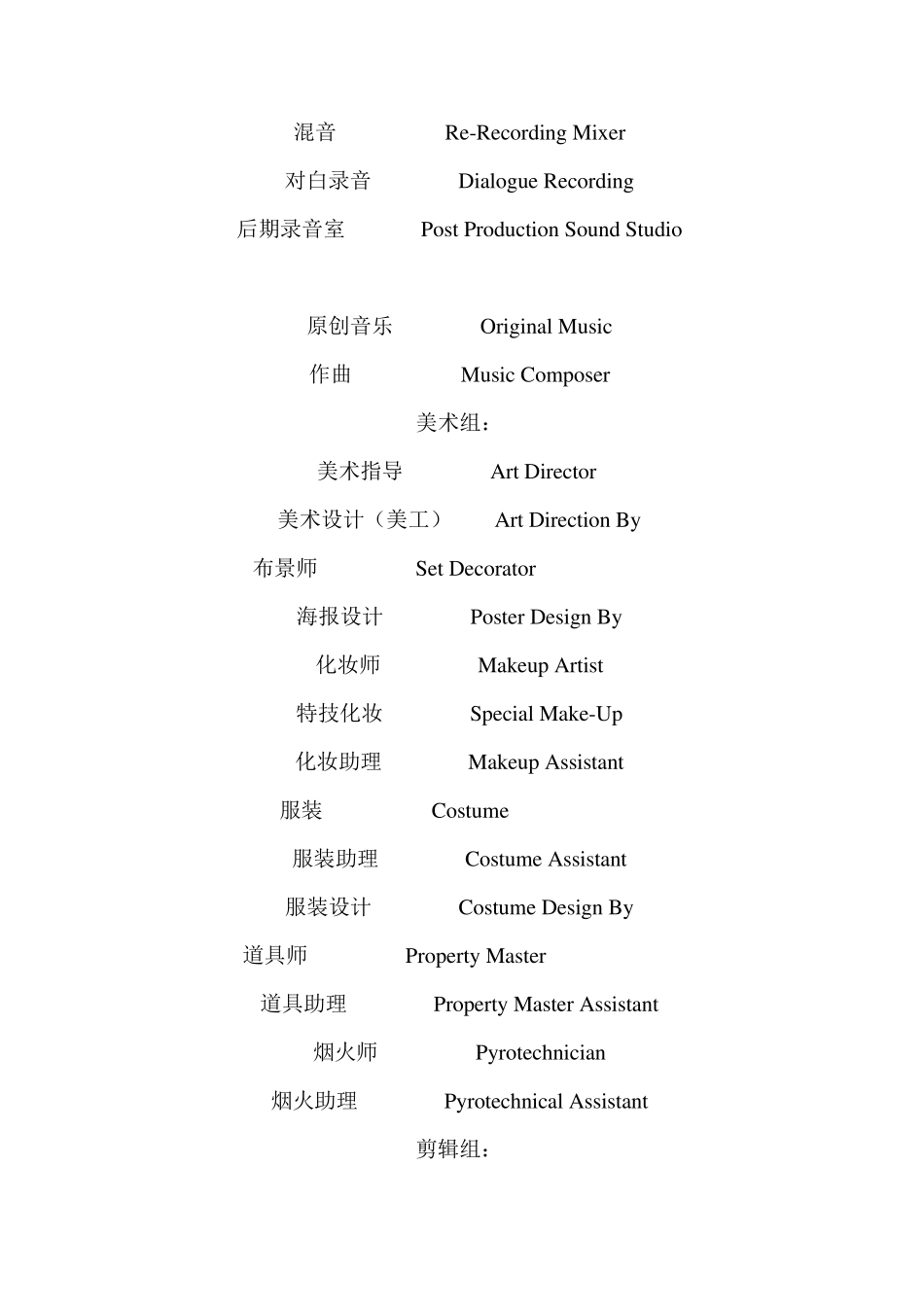 电影结尾字幕电影职员表_第3页