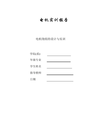 电机实训报告