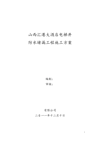 电梯井防水堵漏施工方案