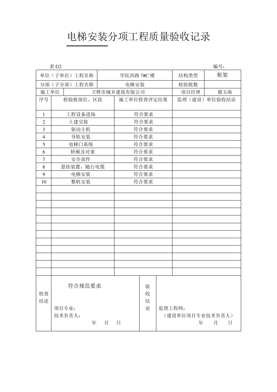 电梯分部分部工程验收纪录_第2页