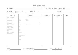 电梯制造安装改造维修资质申请原始记录表