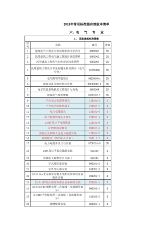 电气专业标准图集通用图集有效版本清单