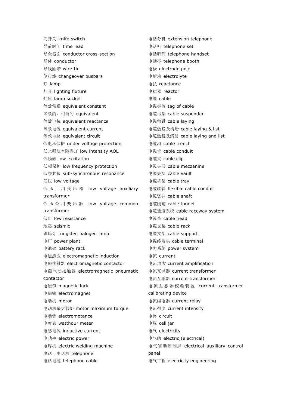 电气专业词汇——中英对照电气专业英语词汇_第3页