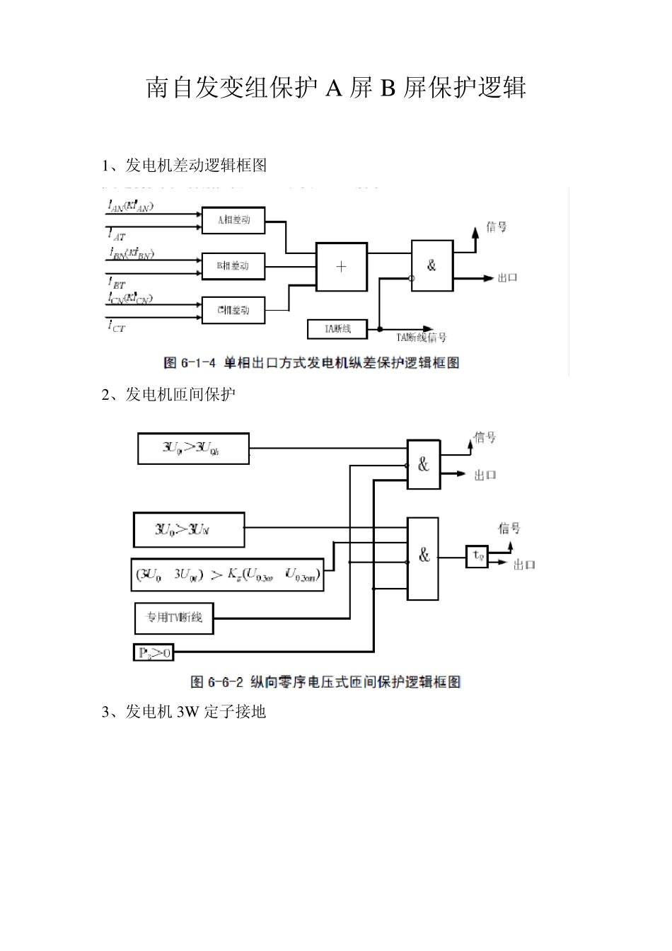 电气保护逻辑图与定值_第1页
