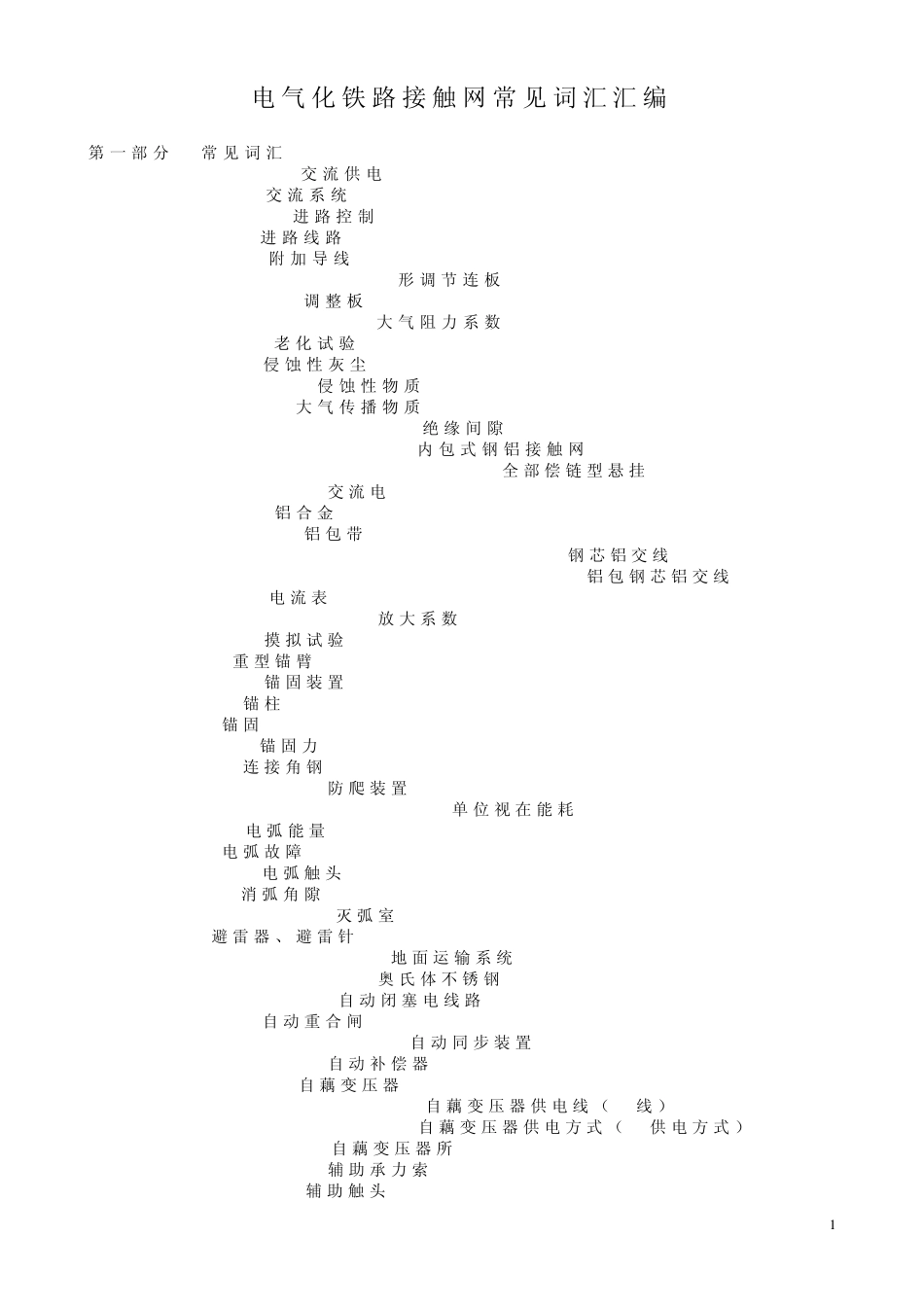 电气化铁路接触网常见词汇_第1页