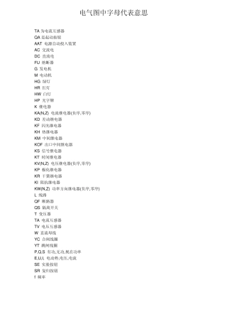 电气图中字母代表意思