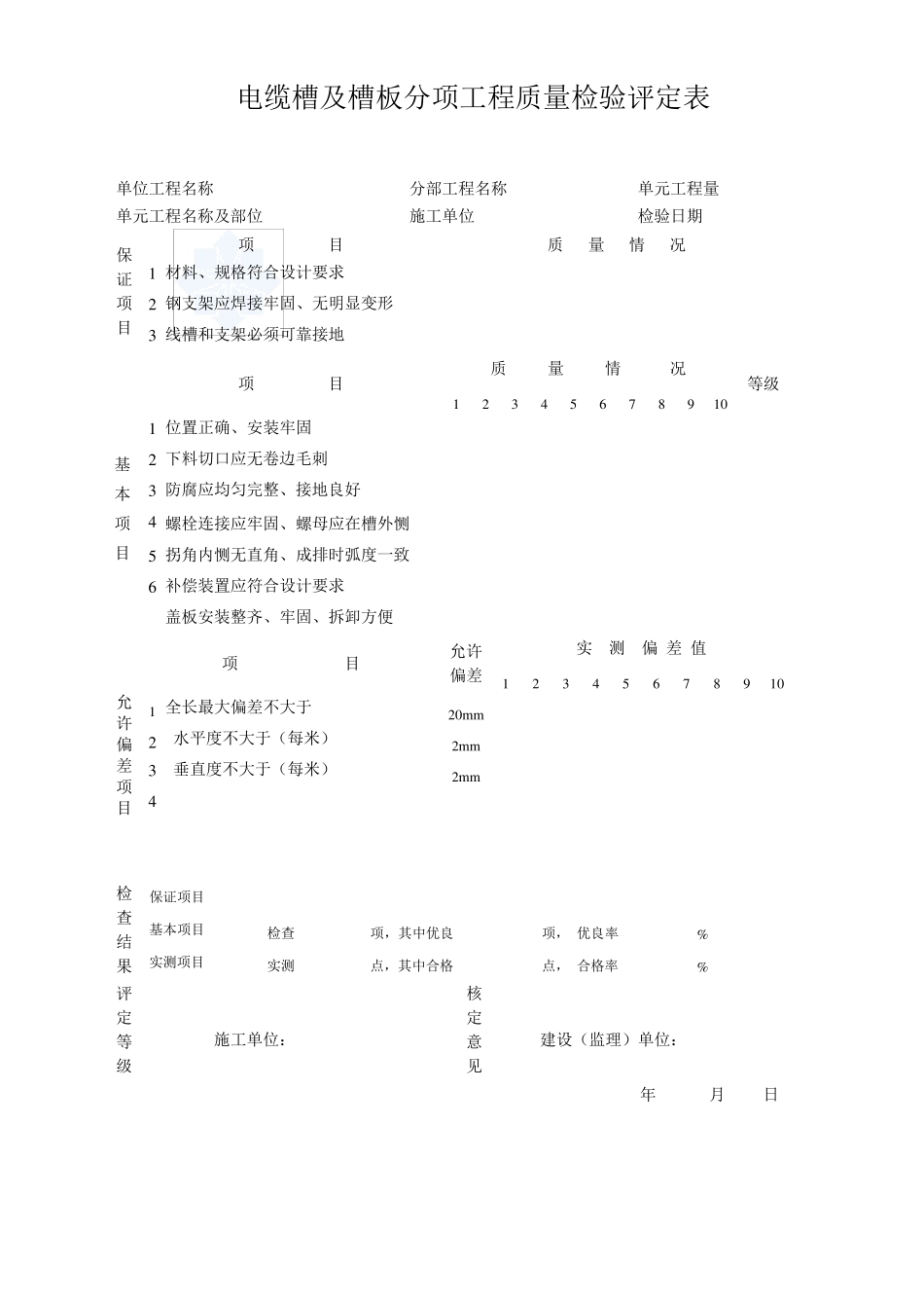电气安装工程质量检验评定表secret_第2页