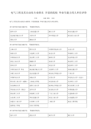 电气工程及其自动化专业排名